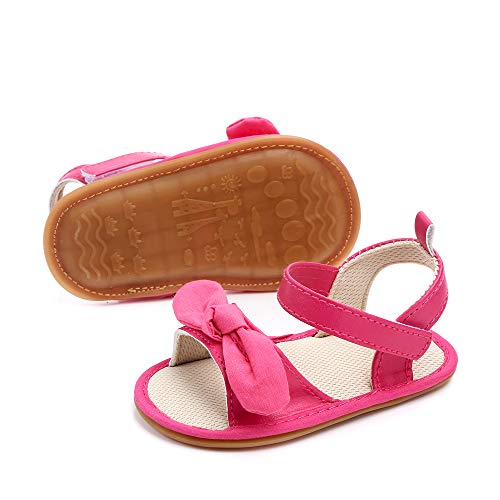 Sandalias Bebe Niña Verano Zapatos Bebé Recién Nacido Plano Antideslizante Rojo 0-6 Meses