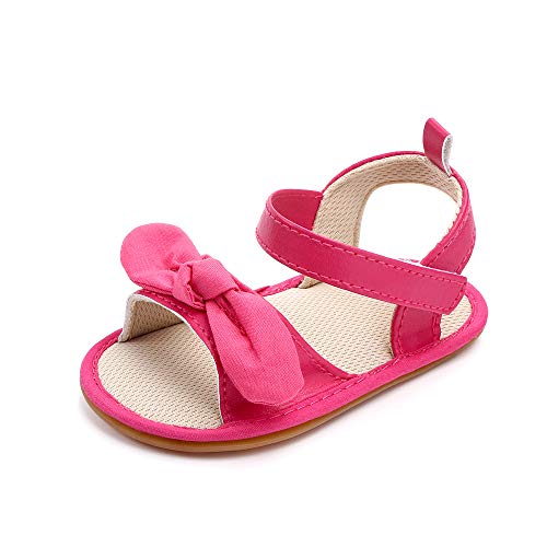 Sandalias Bebe Niña Verano Zapatos Bebé Recién Nacido Plano Antideslizante Rojo 0-6 Meses