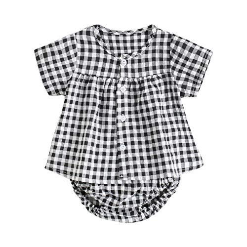 Sanlutoz Algodón Bebé Ropa Conjunto Verano Bebé Niña Ropa Recién Nacido Manga Corta Moda 2pcs (18-24 meses, BCS2004-BK)