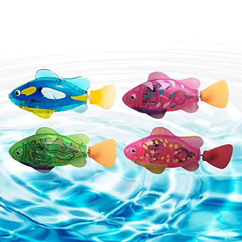 Scoutteemo 4 Piezas Pez de Juguete Electronico,pez de natación eléctrico, Pez Payaso Electronico,Baño de Peces de Juguete, Mini pez Robot Realista