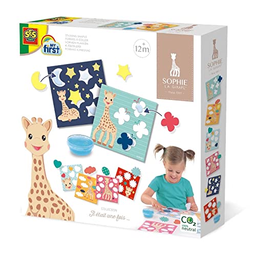 SES Creative- Sophie La Jirafa-Pegar Formas Set de Manualidades para bebés, Multicolor (14495)