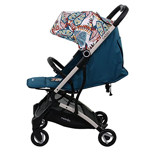 Silla de paseo CASSY ligera y compacta - Plegable con una Mano (Blue Flower)