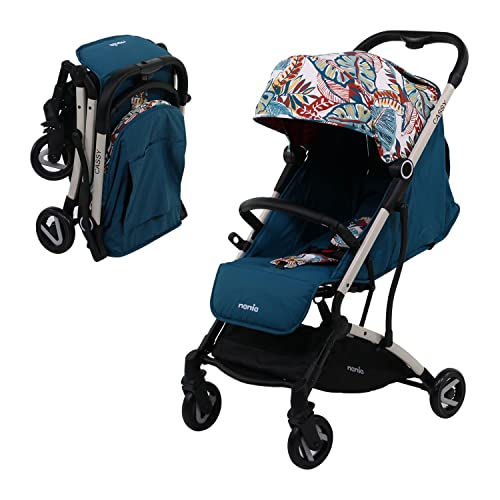 Silla de paseo CASSY ligera y compacta - Plegable con una Mano (Blue Flower)