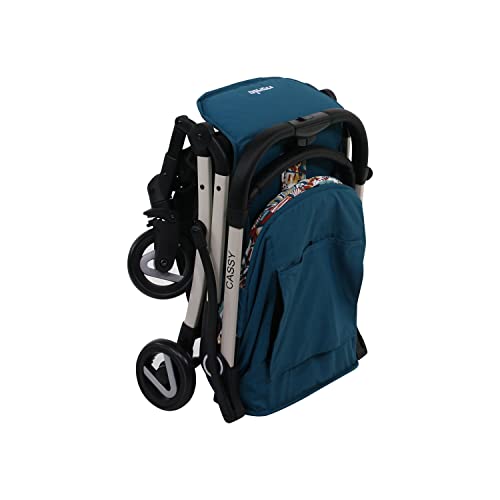 Silla de paseo CASSY ligera y compacta - Plegable con una Mano (Blue Flower)