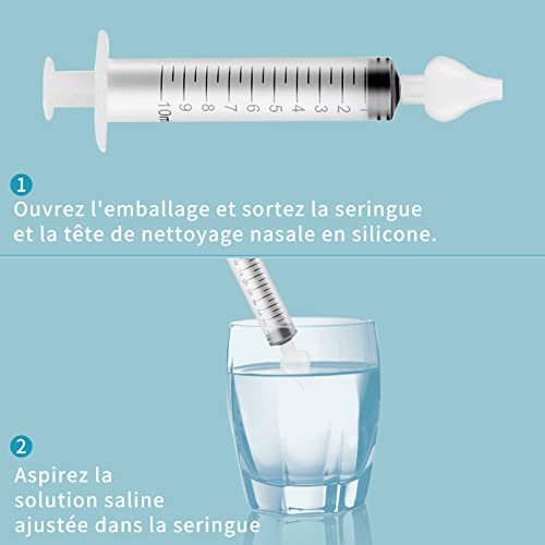 Sistema de Aspirador Nasal Bebes, Silicona limpiador de Nariz Seguro, Reutilizable de Jeringas Irrigador Nasal para Bebes, limpiador de Nariz Seguro, para Bebé( (4+)