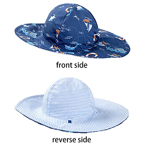 Snyemio Sombrero Niño Pescador para Bebé Primavera Verano Gorra de Protectora del Sol para Playa Viajes (Azul Marino, 54)