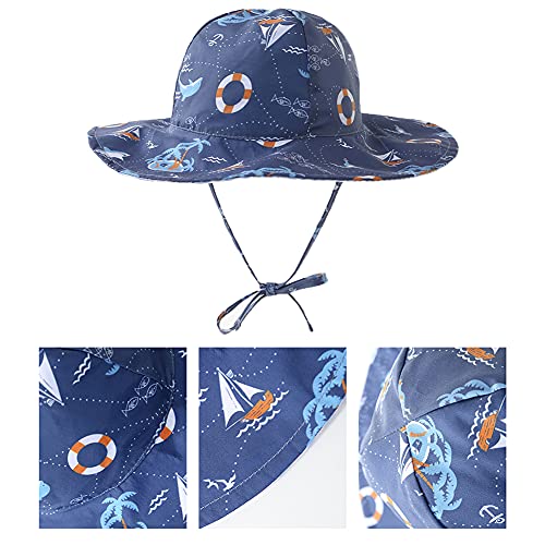 Snyemio Sombrero Niño Pescador para Bebé Primavera Verano Gorra de Protectora del Sol para Playa Viajes (Azul Marino, 54)