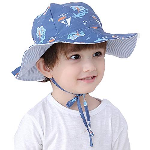 Snyemio Sombrero Niño Pescador para Bebé Primavera Verano Gorra de Protectora del Sol para Playa Viajes (Azul Marino, 54)