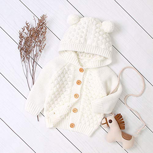 SO-buts Recién Nacido Bebé Niña Niño Chaqueta De Invierno Abrigo Cálido Ropa De Punto Suéter Con Capucha Tops Ropa De Tejer (Beige,3-6 meses)