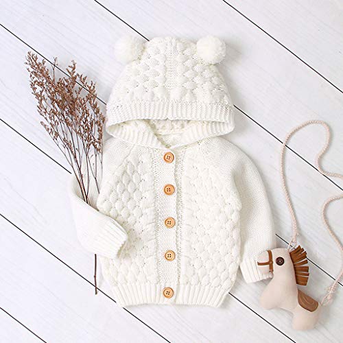 SO-buts Recién Nacido Bebé Niña Niño Chaqueta De Invierno Abrigo Cálido Ropa De Punto Suéter Con Capucha Tops Ropa De Tejer (Beige,3-6 meses)