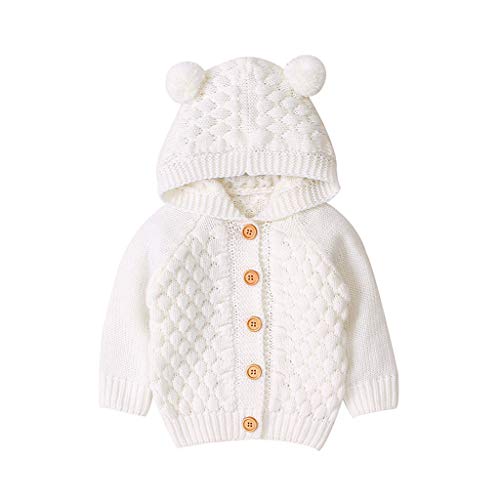 SO-buts Recién Nacido Bebé Niña Niño Chaqueta De Invierno Abrigo Cálido Ropa De Punto Suéter Con Capucha Tops Ropa De Tejer (Beige,3-6 meses)