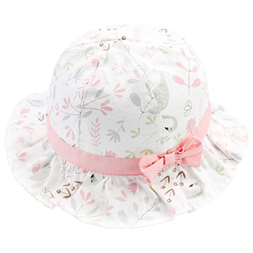 Sombrero para el Sol para Bebé Niñas Flores Motivo Primavera Verano Dulce y Encantador Protección UV Sombrero de Pescador Algodón Sombrero de Playa Vacaciones Gorro SH0191 Rosa, 52cm XL