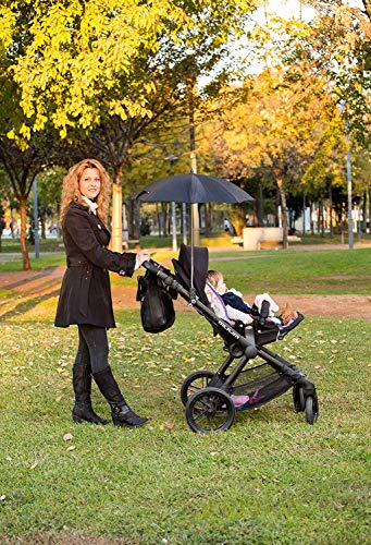 Sombrilla Carrito Bebé Universal + Soporte Sombrilla Bebe, Parasol Carrito Bebe, Paraguas para carro de Bebe, Sombrilla para silla de Paseo, Paraguas para Carrito de Bebé, Sombrilla Cochecito bebe