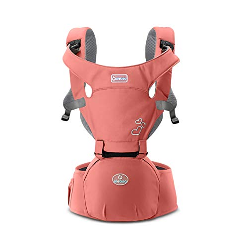 SONARIN Front Premium Hipseat Baby Carrier Portador de Bebé,Multifuncional, Ergonómico,100% Algodón,Hebilla giratoria de mariposa,Adaptado al crecimiento de su hijo(Rosado)