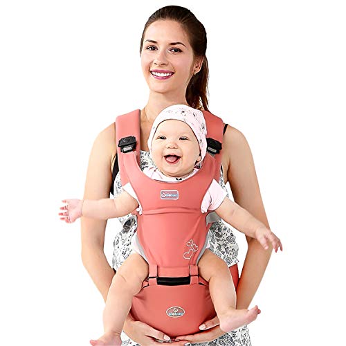 SONARIN Front Premium Hipseat Baby Carrier Portador de Bebé,Multifuncional, Ergonómico,100% Algodón,Hebilla giratoria de mariposa,Adaptado al crecimiento de su hijo(Rosado)