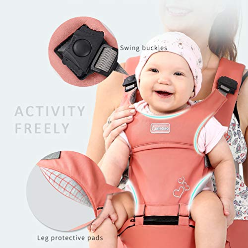 SONARIN Front Premium Hipseat Baby Carrier Portador de Bebé,Multifuncional, Ergonómico,100% Algodón,Hebilla giratoria de mariposa,Adaptado al crecimiento de su hijo(Rosado)