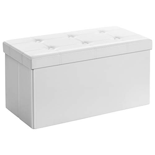 Songmics Estantería para Juguetes Organizador De Juguetes Estantería Infantil + Lsf106 Baúl Puff Taburete para Almacenaje Plegable Carga Máxima De 300 Kg Blanco, 76 X 38 X 38 Cm