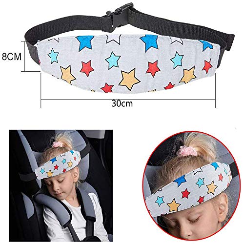 Soporte de Cabeza del Cochecito Para Bebé Niños, Estampado de Algodón Cómodo Bonito,Cinturón de Sujeción Ajustable para Niño, Seguridad Fijación Protección de Cabeza Posicionador