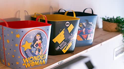 SP Berner - Capazo Plastico Multiusos con Diseño de Wonder Woman Stars - Color Azul - Capacidad 25L