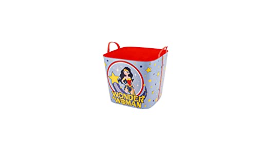 SP Berner - Capazo Plastico Multiusos con Diseño de Wonder Woman Stars - Color Azul - Capacidad 25L