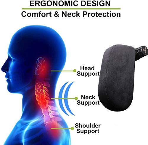 Spurtar Almohada Reposacabezas Coche Soporte Apoya Cabezas Coche Niño Almohada de Espuma Viscoelástica de Terciopelo Suave Ajustable Cojin Asiento Coche para Viaje Duerme Cómodo