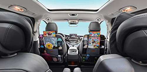 SURDOCA Organizadores para coche, Organizador Asiento Coche, 4 de la generación Organizador Coche niños, Ajuste con [10.5 & 9.7 & 7.9 iPad] Organizador Asiento. Gris, 2 piezas