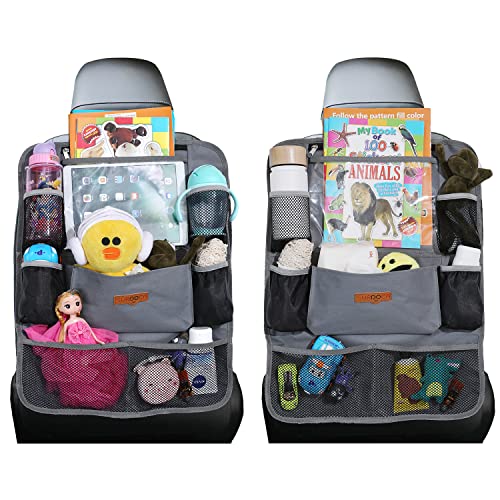 SURDOCA Organizadores para coche, Organizador Asiento Coche, 4 de la generación Organizador Coche niños, Ajuste con [10.5 & 9.7 & 7.9 iPad] Organizador Asiento. Gris, 2 piezas