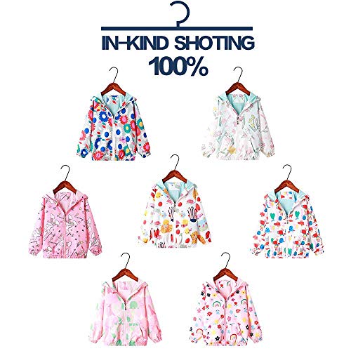 Surwin Chaqueta con Capucha Niña, Rompevientos Abrigos Deportivas Sudadera Cremallera Estampada Capa Encapuchada Chaqueta Tops Chaqueta Cortaviento para Bebés Niñas (Flor y Pasto,130cm)