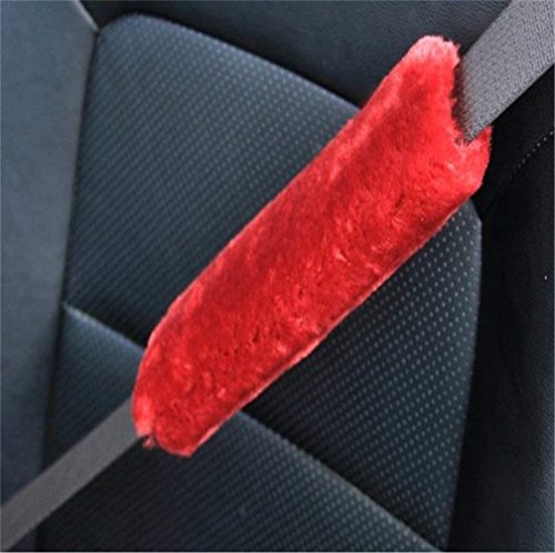 SXYHKJ Almohadilla de piel suave de imitación para el hombro para cinturón de seguridad | dos almohadillas para el cinturón de seguridad del asiento del coche (rojo)