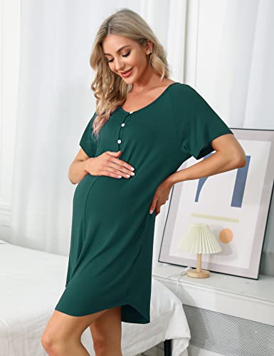 Sykooria Camisón de Maternidad para Mujeres Ropa de Dormir de Lactancia Camisón de Manga Corta de enfermería