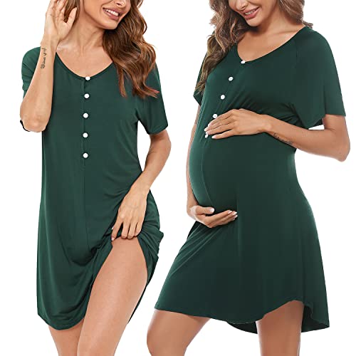 Sykooria Camisón de Maternidad para Mujeres Ropa de Dormir de Lactancia Camisón de Manga Corta de enfermería