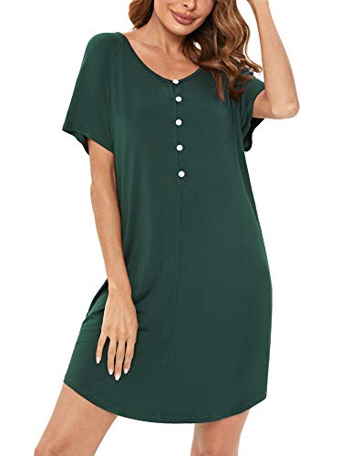 Sykooria Camisón de Maternidad para Mujeres Ropa de Dormir de Lactancia Camisón de Manga Corta de enfermería