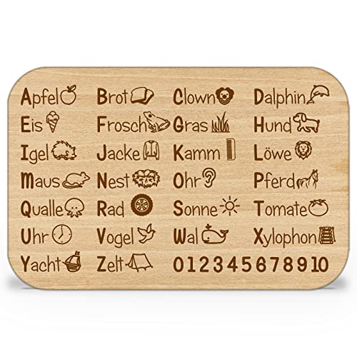 Tabla de desayuno de madera con grabado para aprender ABC, juego de aprendizaje del abecedario, regalo de Pascua para niños y niñas