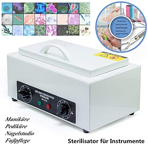 TABODD Esterilizador de aire caliente de 300 W, desinfección NV-210, 200 ℃, esterilizador de alta temperatura para uñas, esterilizador con temporizador para cosméticos, estudios de cuidado de pies