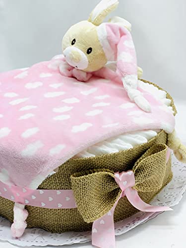 Tarta de pañales DODOT con DouDou para bebé - Regalo original para recién nacido (Rosa)