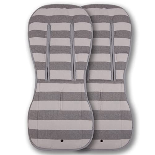 Tititnins® - Pack 2ud. Colchonetas para Bugaboo Donkey 5 ANCHA GRIS - Acolchado Transpirable- (100% Algodón)