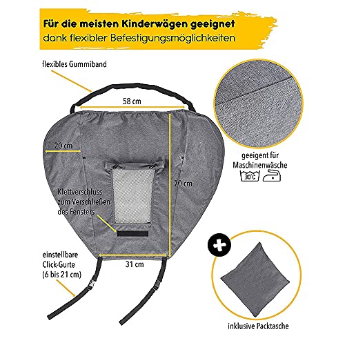 Toldo Silla De Paseo Con Tragaluz y alas Enrollables - Bebés Parasol Toldo Cochecitos Ajustable,Protector Solar para Cochecitos con Protección UV 50+ y Función de Persiana Enrollable