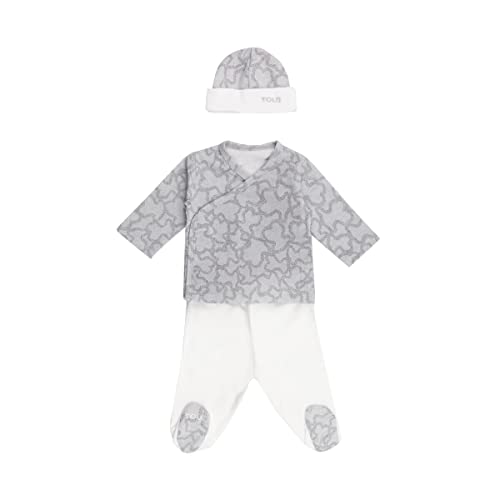 TOUS BABY - Set 3 piezas recién nacido"Primera Puesta". (0 Meses, HKaos-1417 Gris)