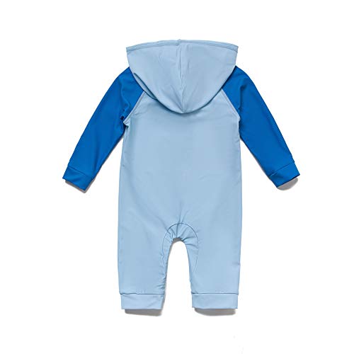 Traje de baño con Capucha para niño UPF50+ protección Solar L/S de una Pieza con Cremallera Completa (Azul, 18-24 Months)