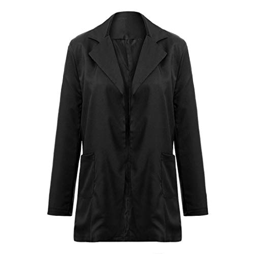 Trajes Mujer Invierno Otoño 2019 SHOBDW Liquidación Venta Abrigos Mujer Elegantes Color Sólido Chaqueta Mujer Solapa Cardigan Mujer Largos Rebajas Casual Blazers Mujer Talla Grande(Negro,L)