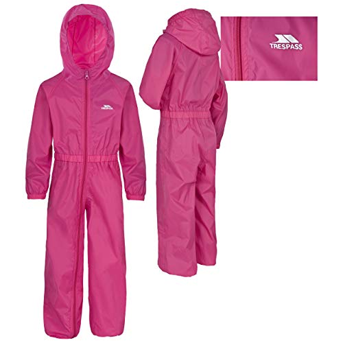 Trespass Button - Traje de Lluvia para niños, Color Rosa (Gerbera), Talla 3/4 años