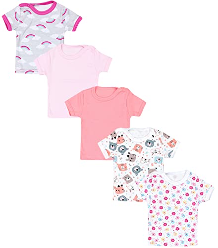 TupTam Camiseta de Bebé para Niña Manga Corta Estampado Colorido Pack de 5, Multicolor 2, 98