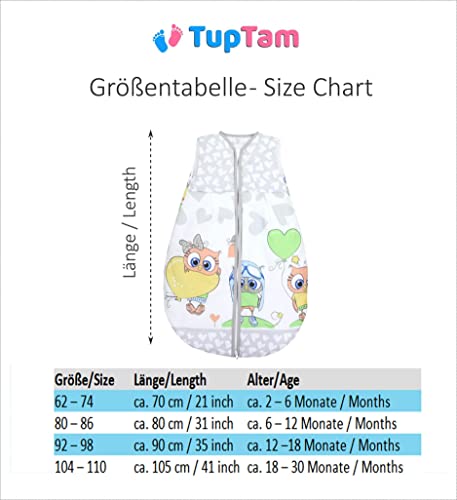 TupTam Saco de Dormir sin Mangas Calentado para Bebé, Osos con bufanda, 62-74