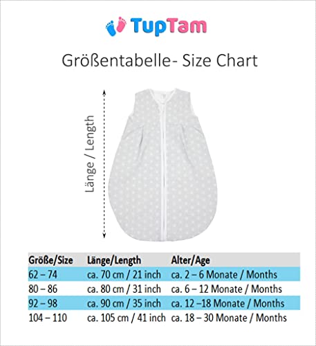 TupTam Saco de Dormir sin Mangas para Bebé, de Verano, Puntos Estrellas Gris, 104-110