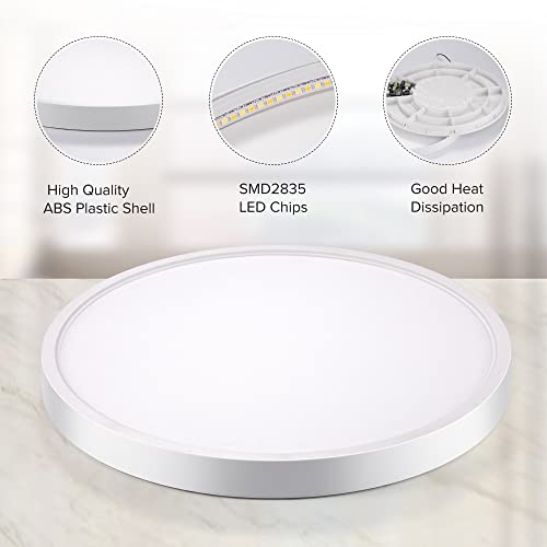 twocolur 24W LED Plafón Ultrafino Ø30x2.4cm IP44 Impermeable Redondo Lámpara de Techo 4000K Lámpara de Baño, Blanco Frío Plafón Redondo para Baño Dormitorio Balcón Cocina Salón