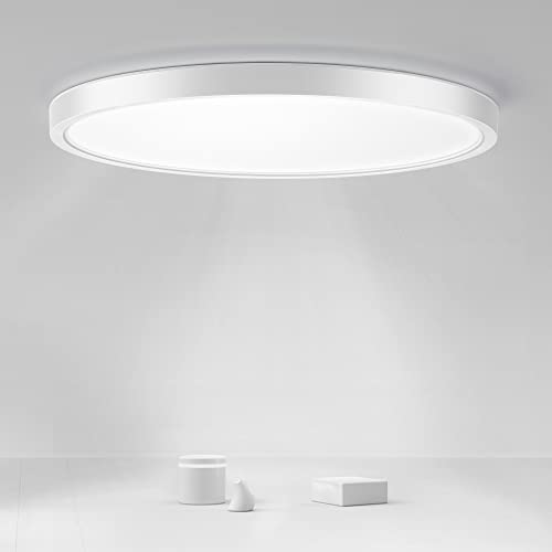 twocolur 24W LED Plafón Ultrafino Ø30x2.4cm IP44 Impermeable Redondo Lámpara de Techo 4000K Lámpara de Baño, Blanco Frío Plafón Redondo para Baño Dormitorio Balcón Cocina Salón