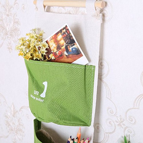 Uchic 1 pcs Toile 3 poches à suspendre Sac de rangement de marchandises Sac de rangement pour le tri à suspendre Derrière de porte Pouch Ménage Sundries Organiseur Sac de rangement