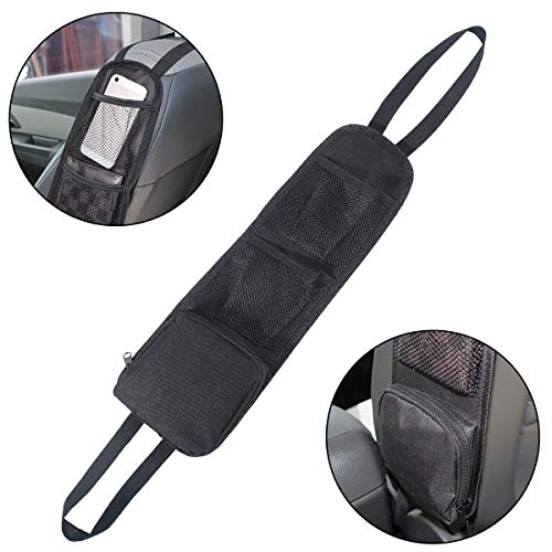 URAQT Organizador Coche, Organizadores de Asiento Coche, Bolsa Lateral Coche, Protector Asiento Coche, Universal Bolsillo de Coche con 3 Bolsillos, Negro