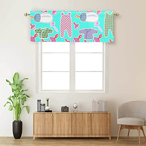 Valence Cortinas para Windows Cute Cartoon Baby Adult Mono Ventana Shades Mezcla de Lino Cortinas de Cocina para Cocina Dormitorio Decoración 58 X 18 Pulgadas 1 Panel