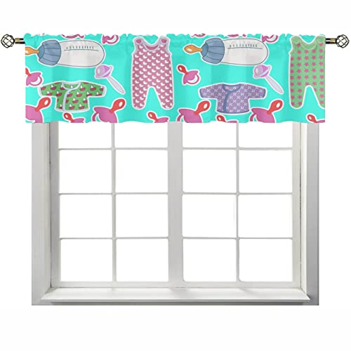 Valence Cortinas para Windows Cute Cartoon Baby Adult Mono Ventana Shades Mezcla de Lino Cortinas de Cocina para Cocina Dormitorio Decoración 58 X 18 Pulgadas 1 Panel